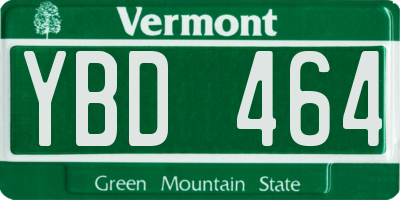 VT license plate YBD464