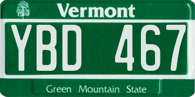VT license plate YBD467