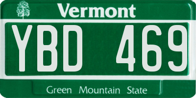 VT license plate YBD469