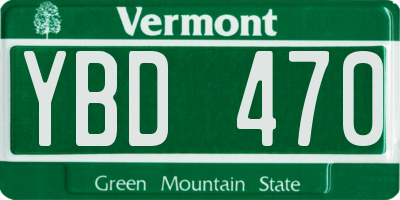 VT license plate YBD470