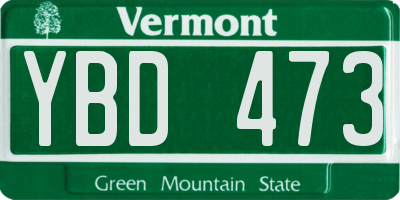 VT license plate YBD473