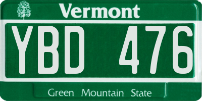 VT license plate YBD476