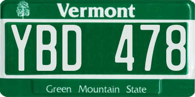 VT license plate YBD478