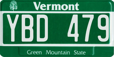 VT license plate YBD479