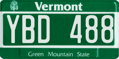 VT license plate YBD488