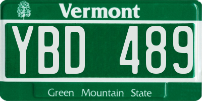 VT license plate YBD489