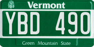 VT license plate YBD490