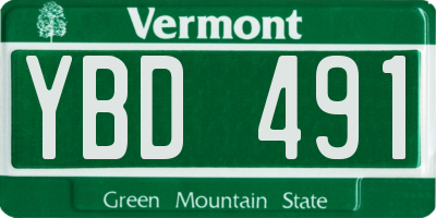 VT license plate YBD491