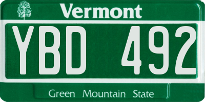 VT license plate YBD492