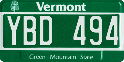 VT license plate YBD494