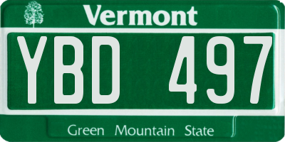 VT license plate YBD497