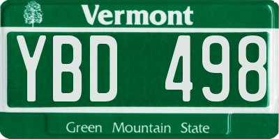 VT license plate YBD498