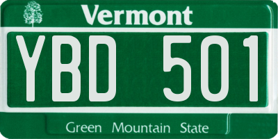 VT license plate YBD501