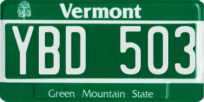 VT license plate YBD503