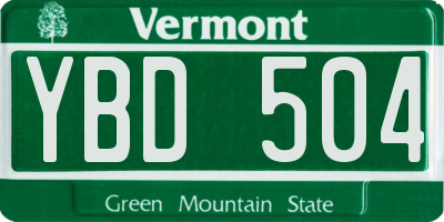 VT license plate YBD504