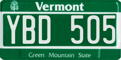 VT license plate YBD505