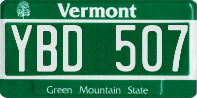 VT license plate YBD507
