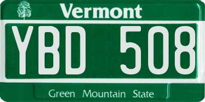 VT license plate YBD508