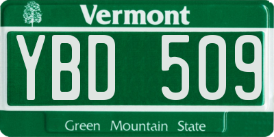 VT license plate YBD509
