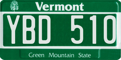 VT license plate YBD510