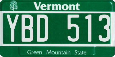 VT license plate YBD513