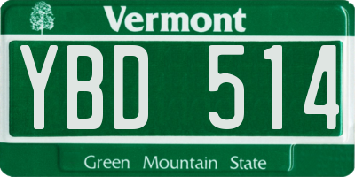 VT license plate YBD514