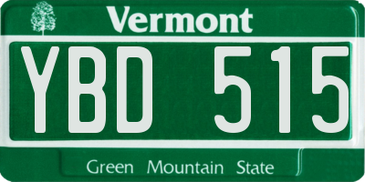 VT license plate YBD515