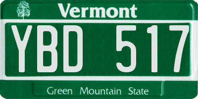 VT license plate YBD517