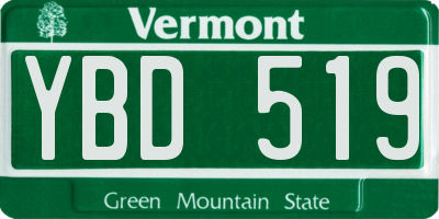 VT license plate YBD519