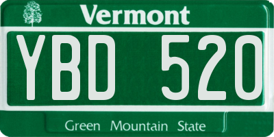 VT license plate YBD520