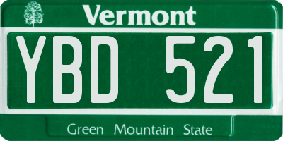 VT license plate YBD521