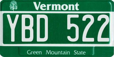 VT license plate YBD522