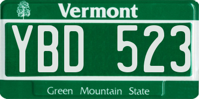 VT license plate YBD523