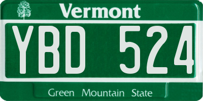 VT license plate YBD524