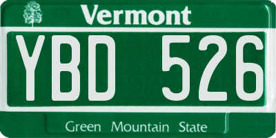 VT license plate YBD526