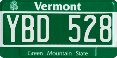 VT license plate YBD528
