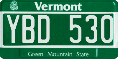 VT license plate YBD530