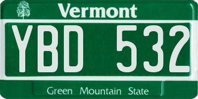 VT license plate YBD532
