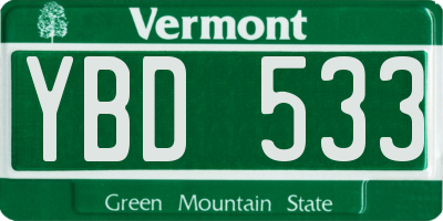 VT license plate YBD533
