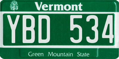 VT license plate YBD534