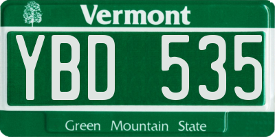 VT license plate YBD535