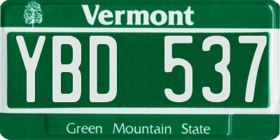 VT license plate YBD537