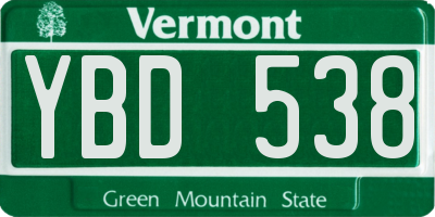 VT license plate YBD538