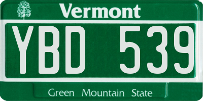 VT license plate YBD539