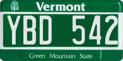 VT license plate YBD542