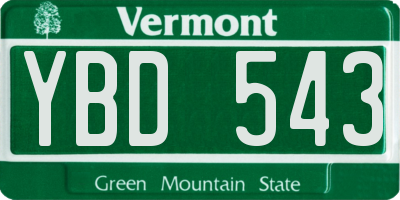 VT license plate YBD543