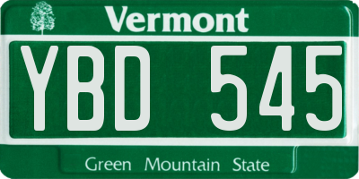VT license plate YBD545