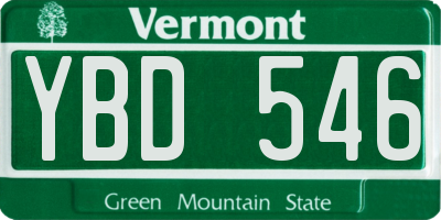 VT license plate YBD546