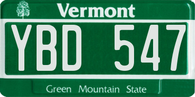 VT license plate YBD547