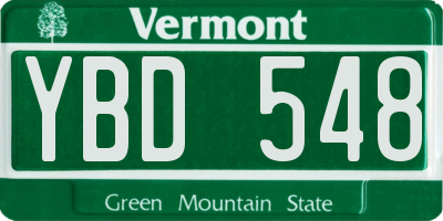 VT license plate YBD548